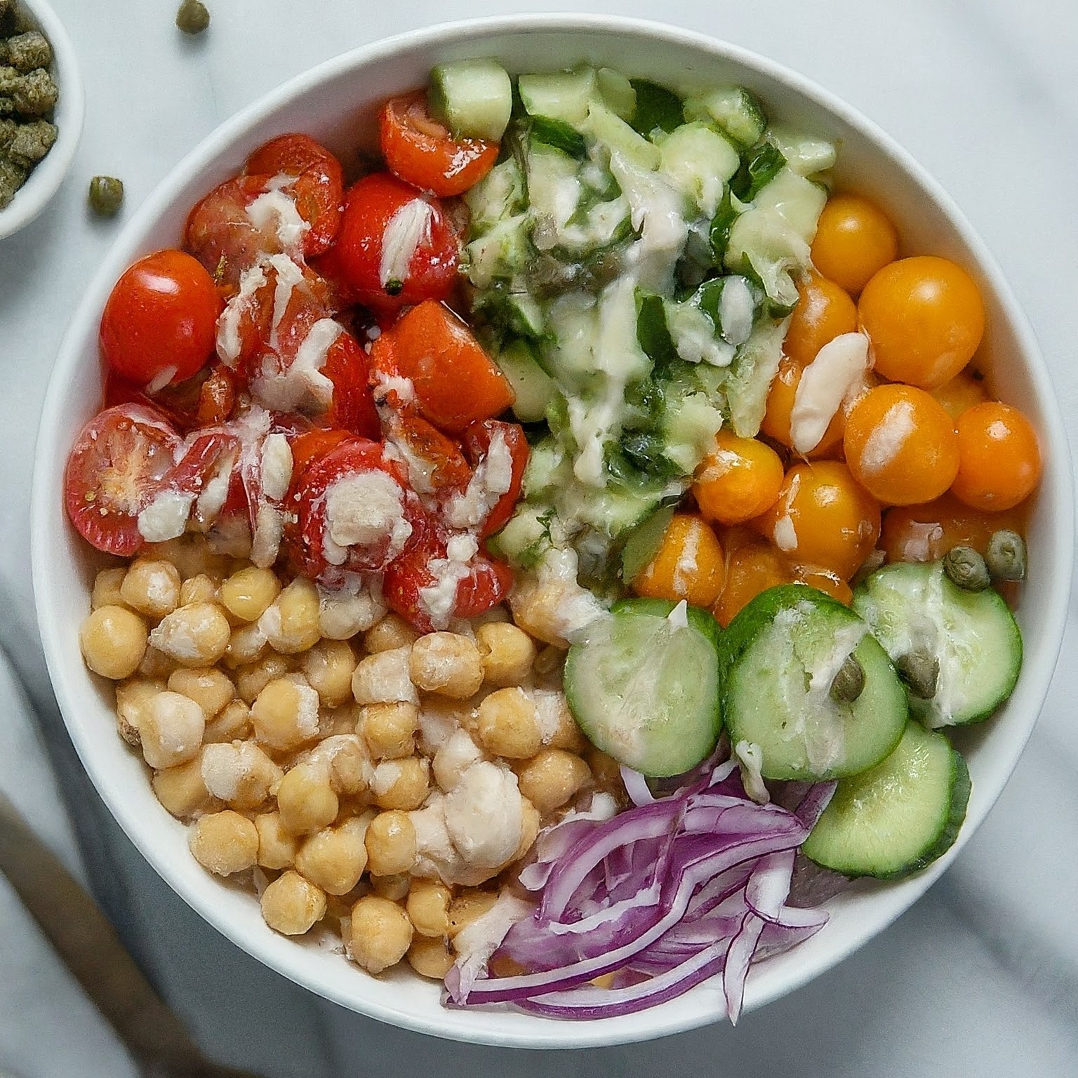 Mediterranean Chickpea Bowl with Lemon Tahini Dressing