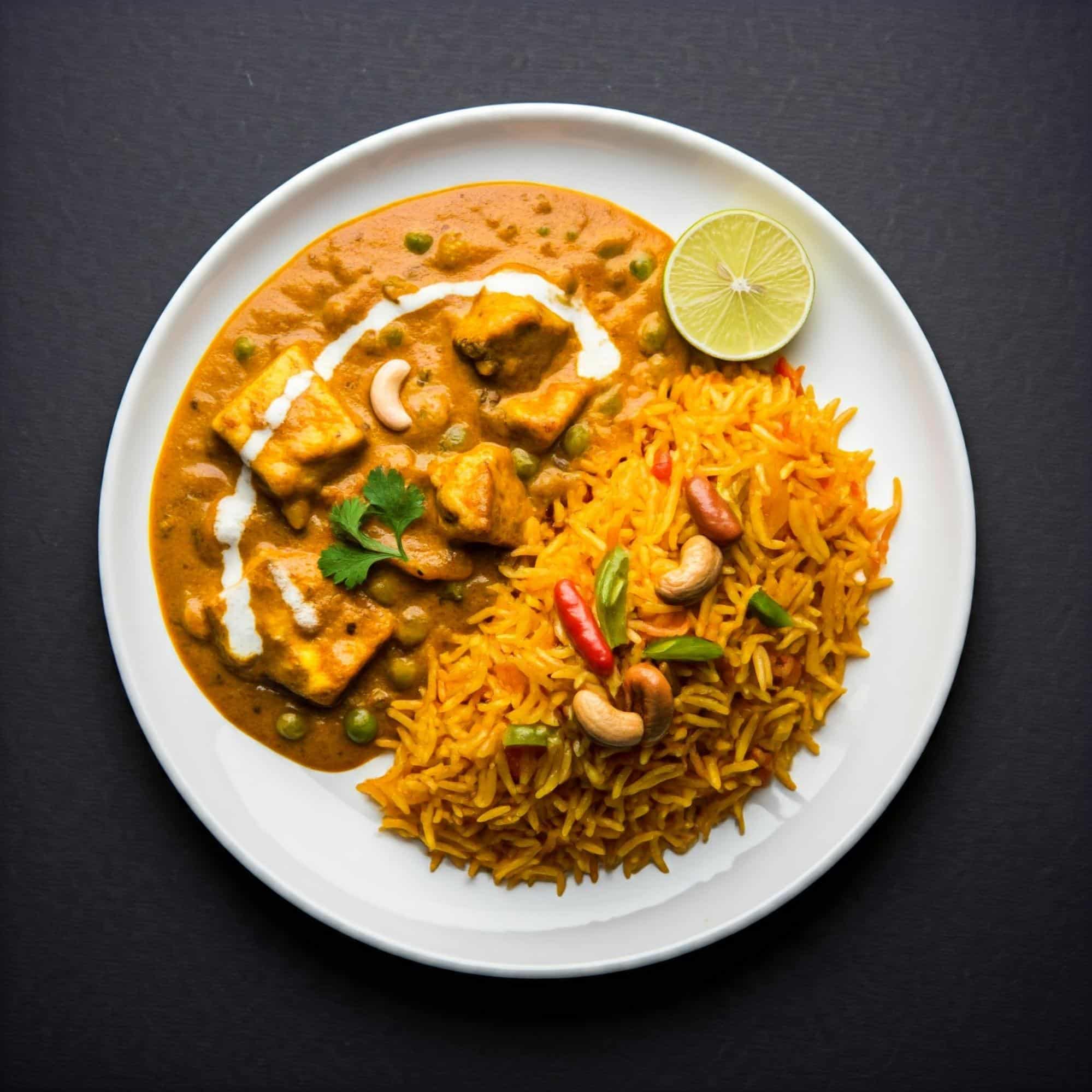 Navratan pulao with shahi paneer