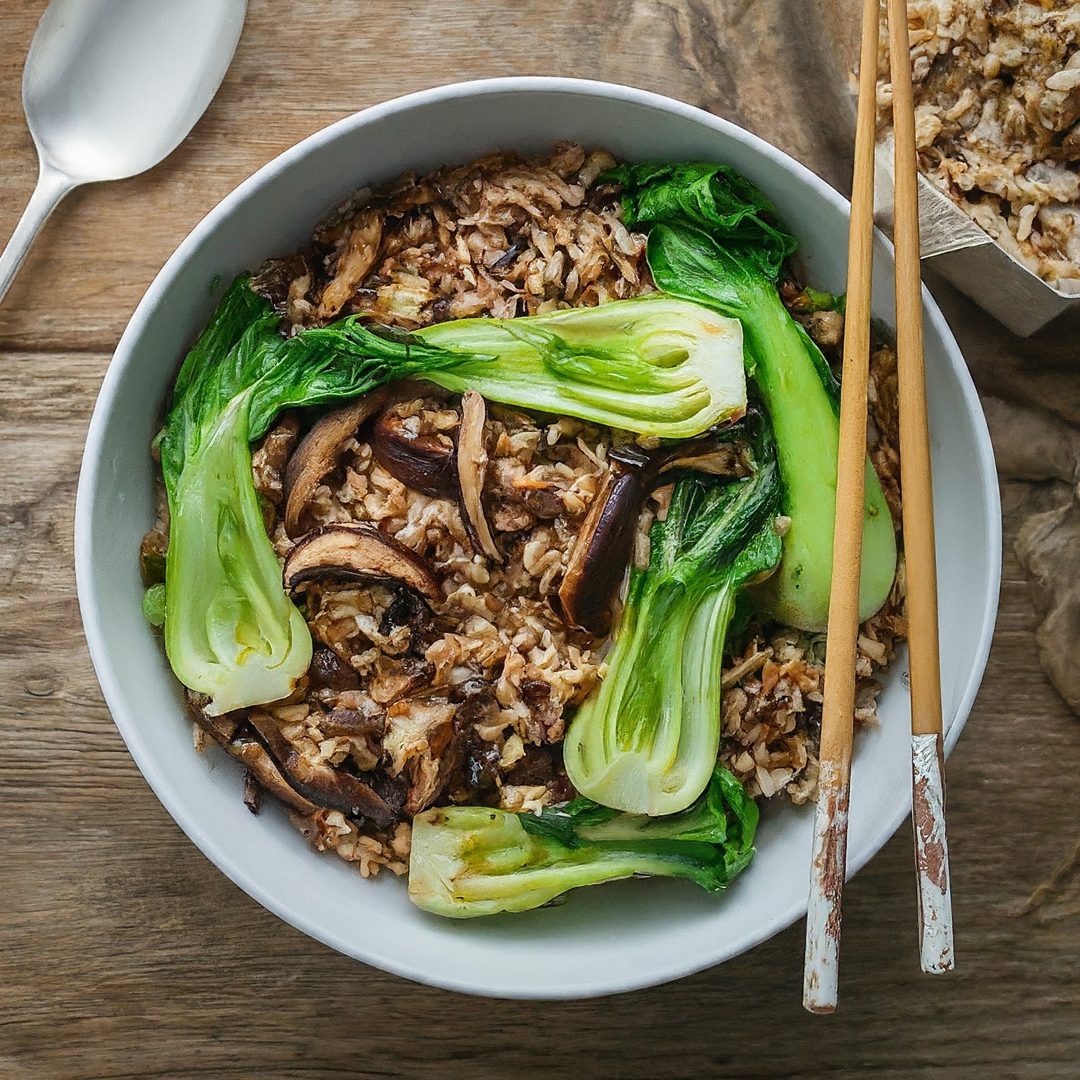 Shiitake Brown Rice and Bok Choy Stir fry