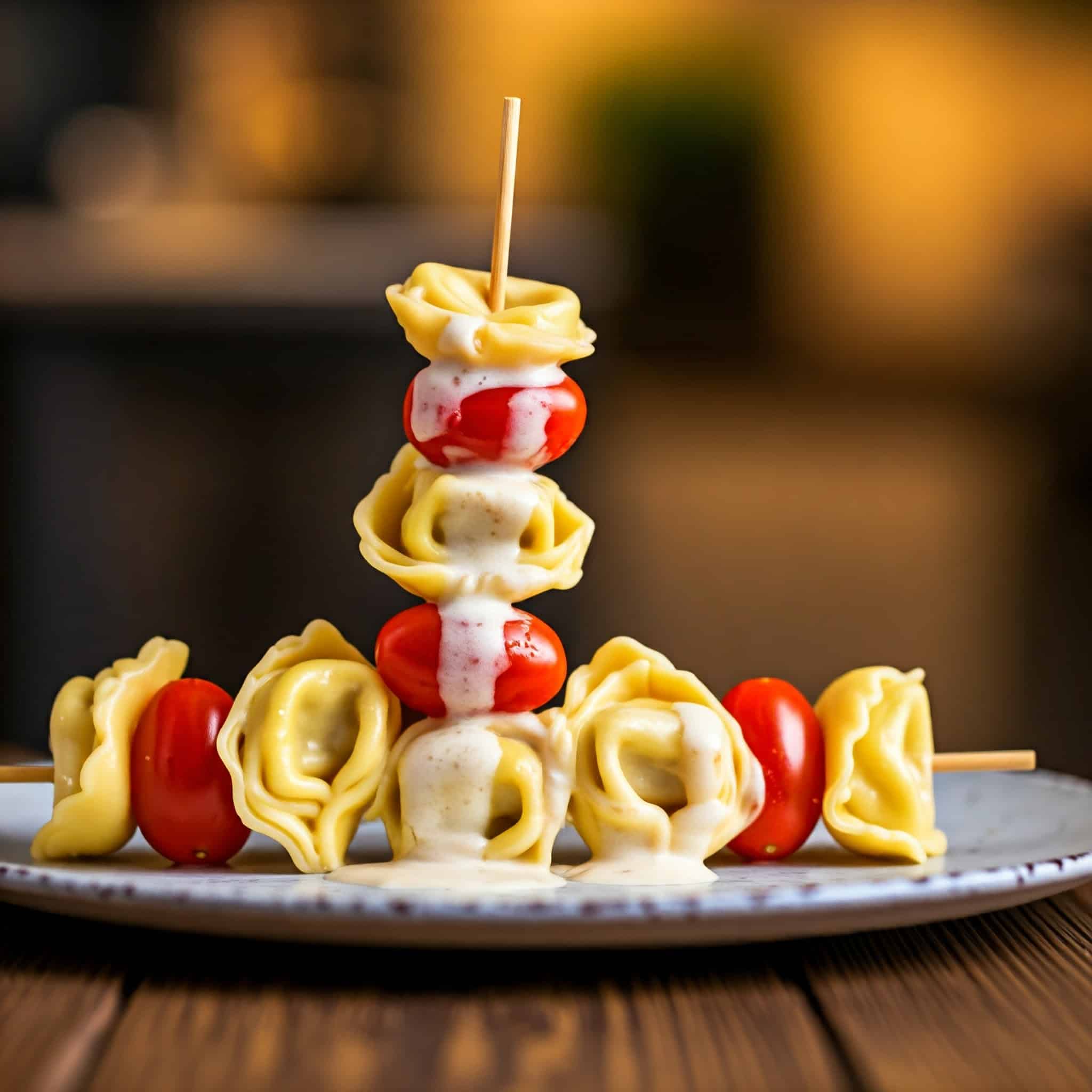 Creamy Tortellini Skewers with Cherry Tomatoes