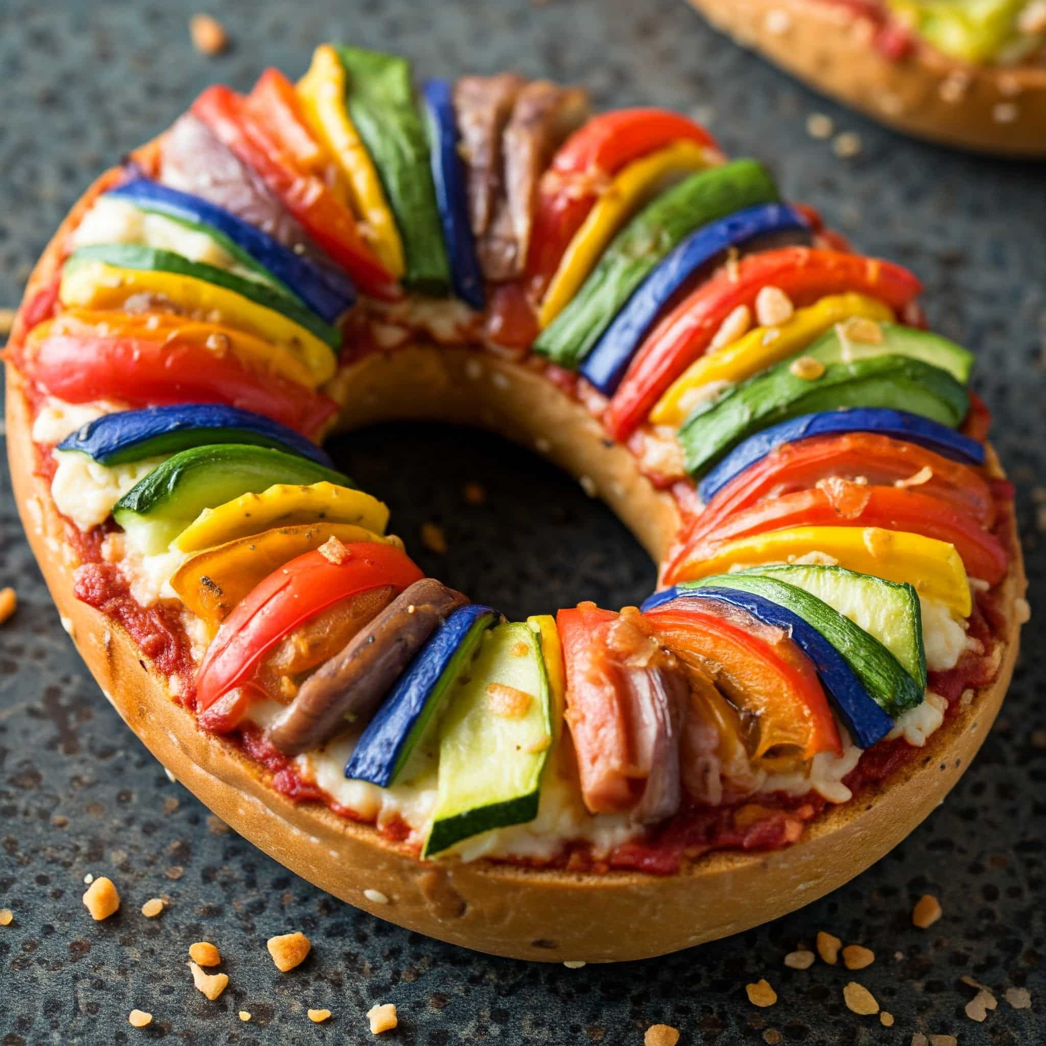 Rainbow Veggie Pizza Bagels