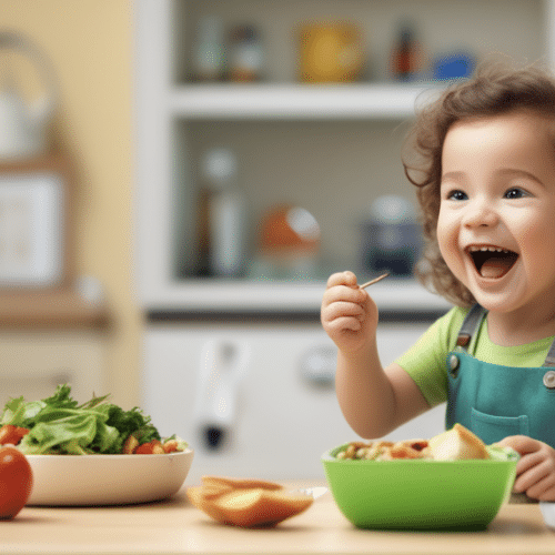 Toddler enjoying a nutritious lunch