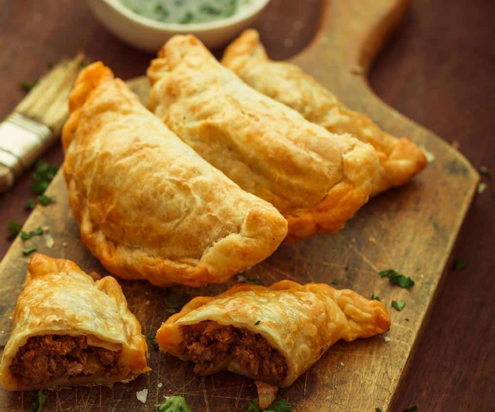 A plate of Sha Phaley a popular Sikkimese dish made with steamed and fried dumplings