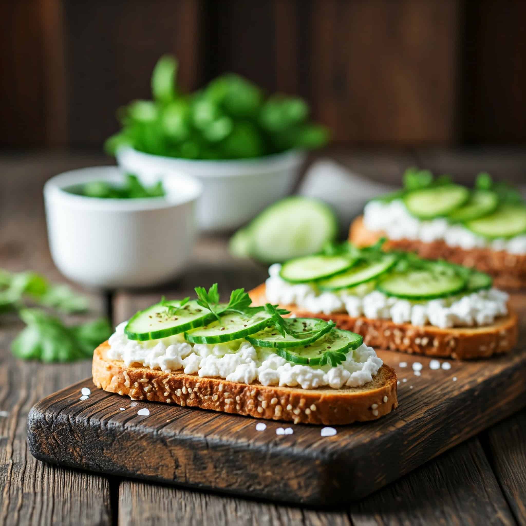 Cucumber Cottage Cheese Toast