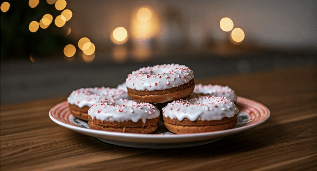 Gingerbread Donuts with Peppermint Glaze