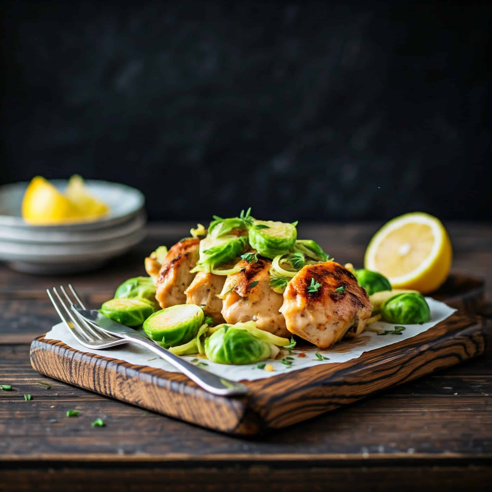 Lemon Thyme Chicken With Shaved Brussels Sprouts