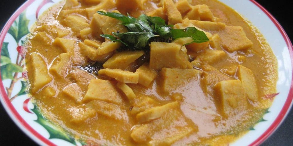 Nicely plated bowl of baimble curry