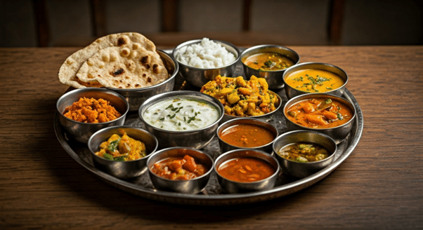 Platter of traditional Uttar Pradesh dishes