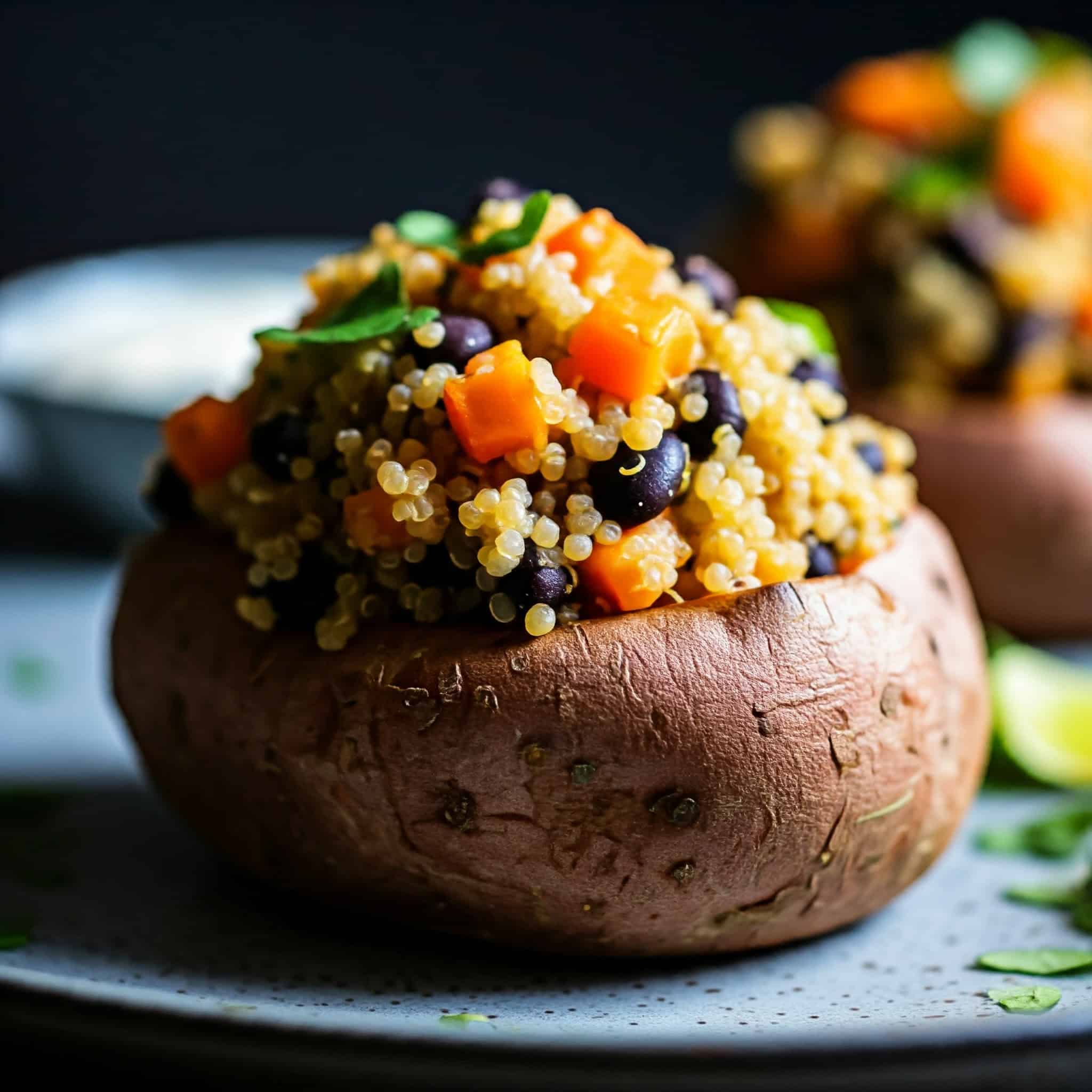 Quinoa and Black Bean Stuffed Sweet Potatoes