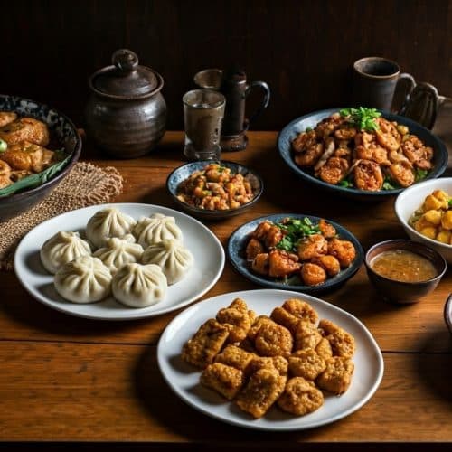 Sikkimese delicacies on a table