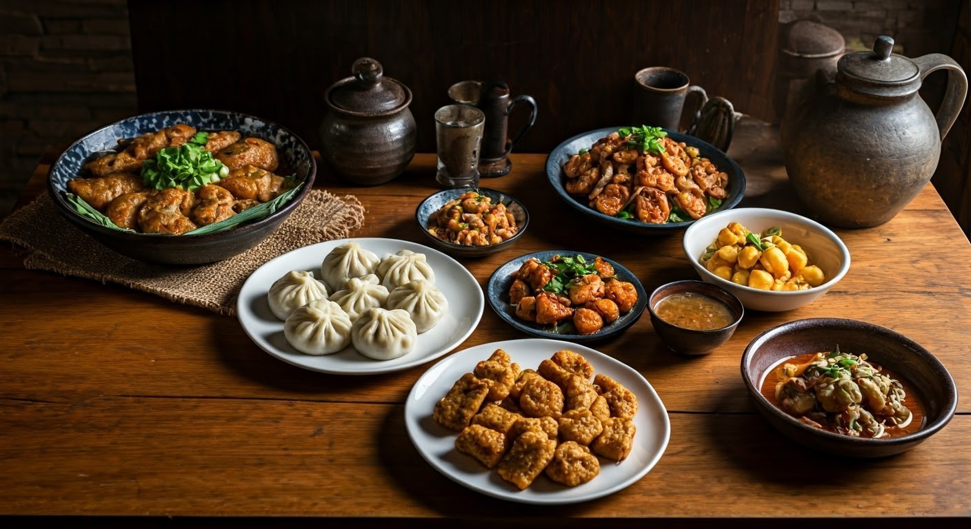 Sikkimese delicacies on a table