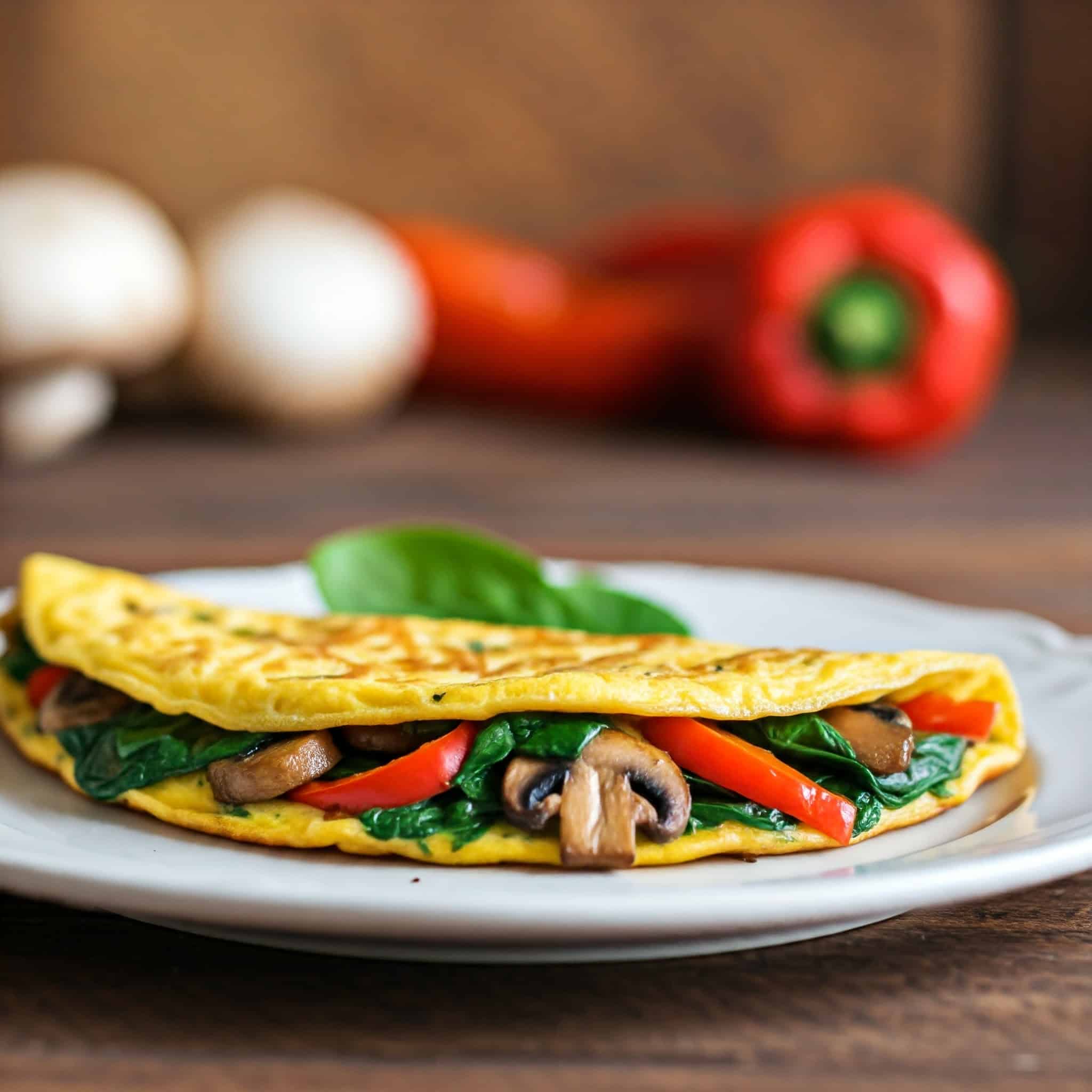 Spinach mushroom and pepper omelette