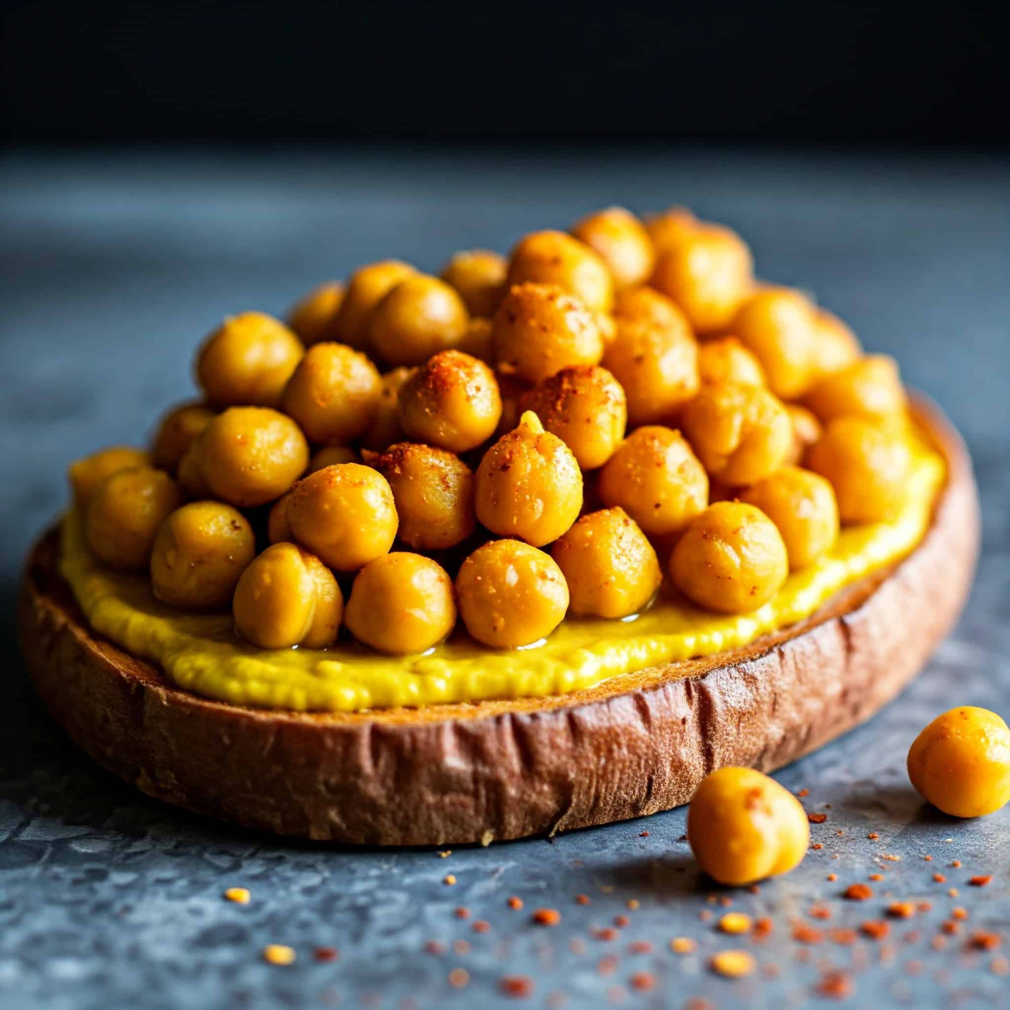 Sweet Potato Toast with Curried Chickpeas