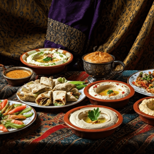 A variety of Arab dishes on a table