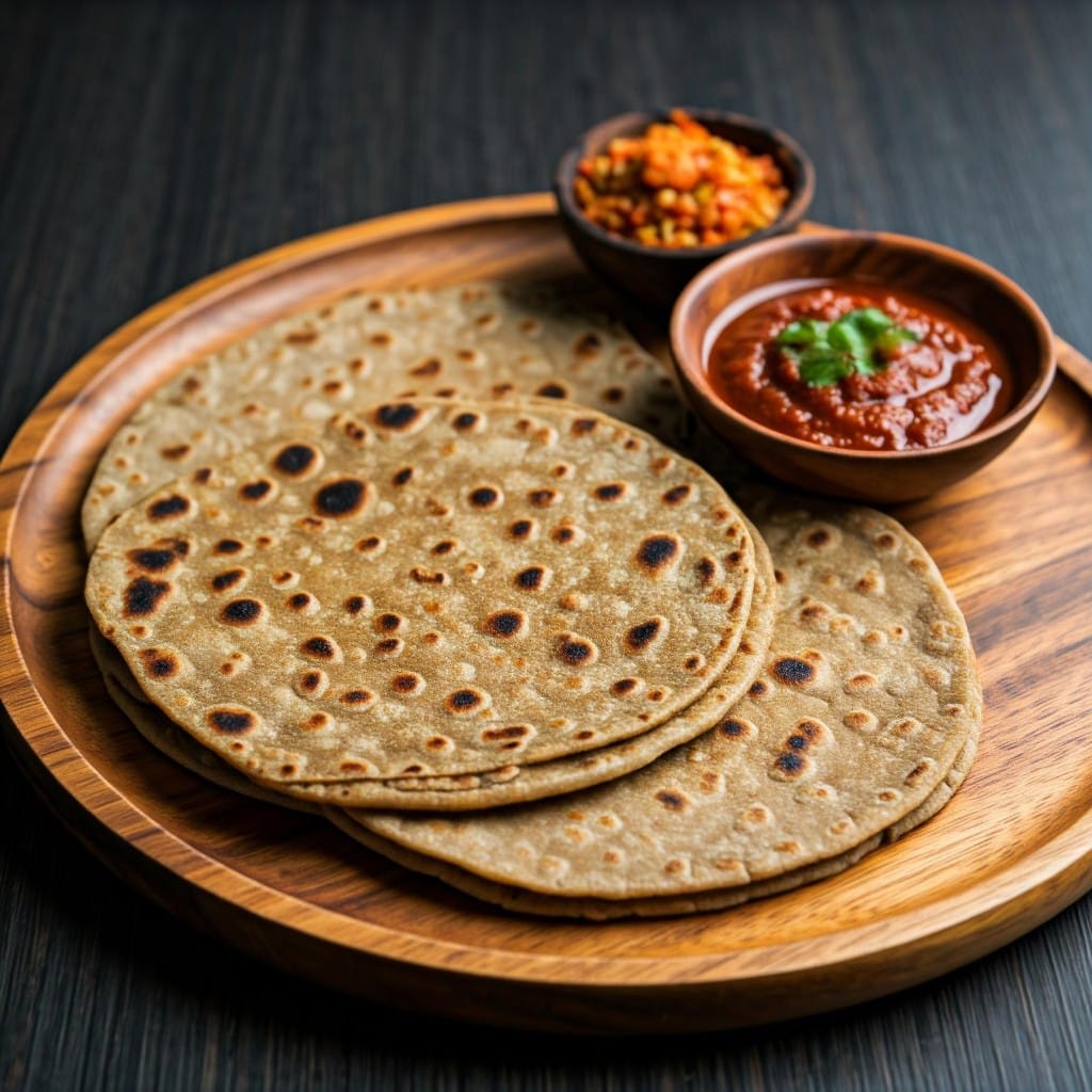 A graphic illustration of Bajra Ki Roti and Lehsun Chutney