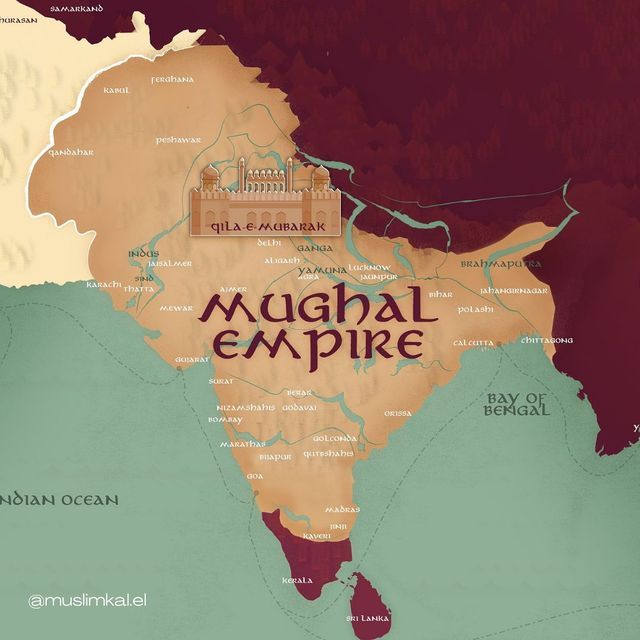 Mughal empire on an India map