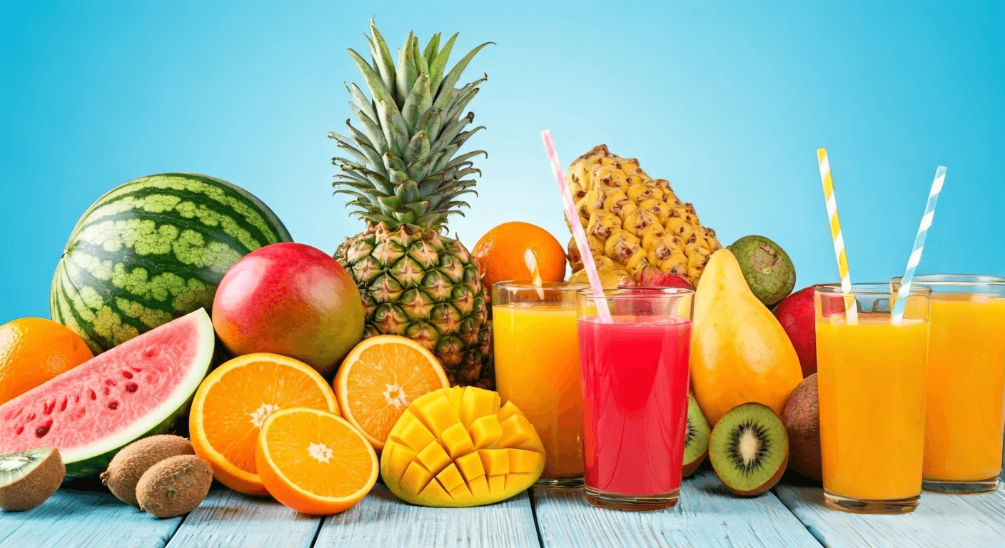 Colorful fruit juices for summer