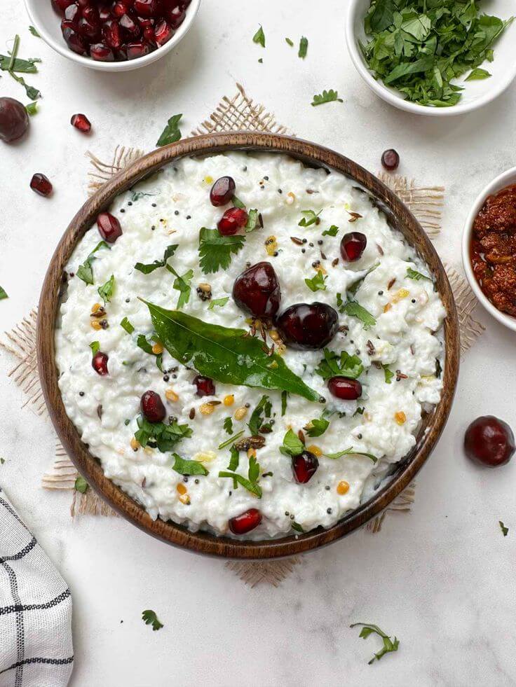 Curd Rice with Pomegranate